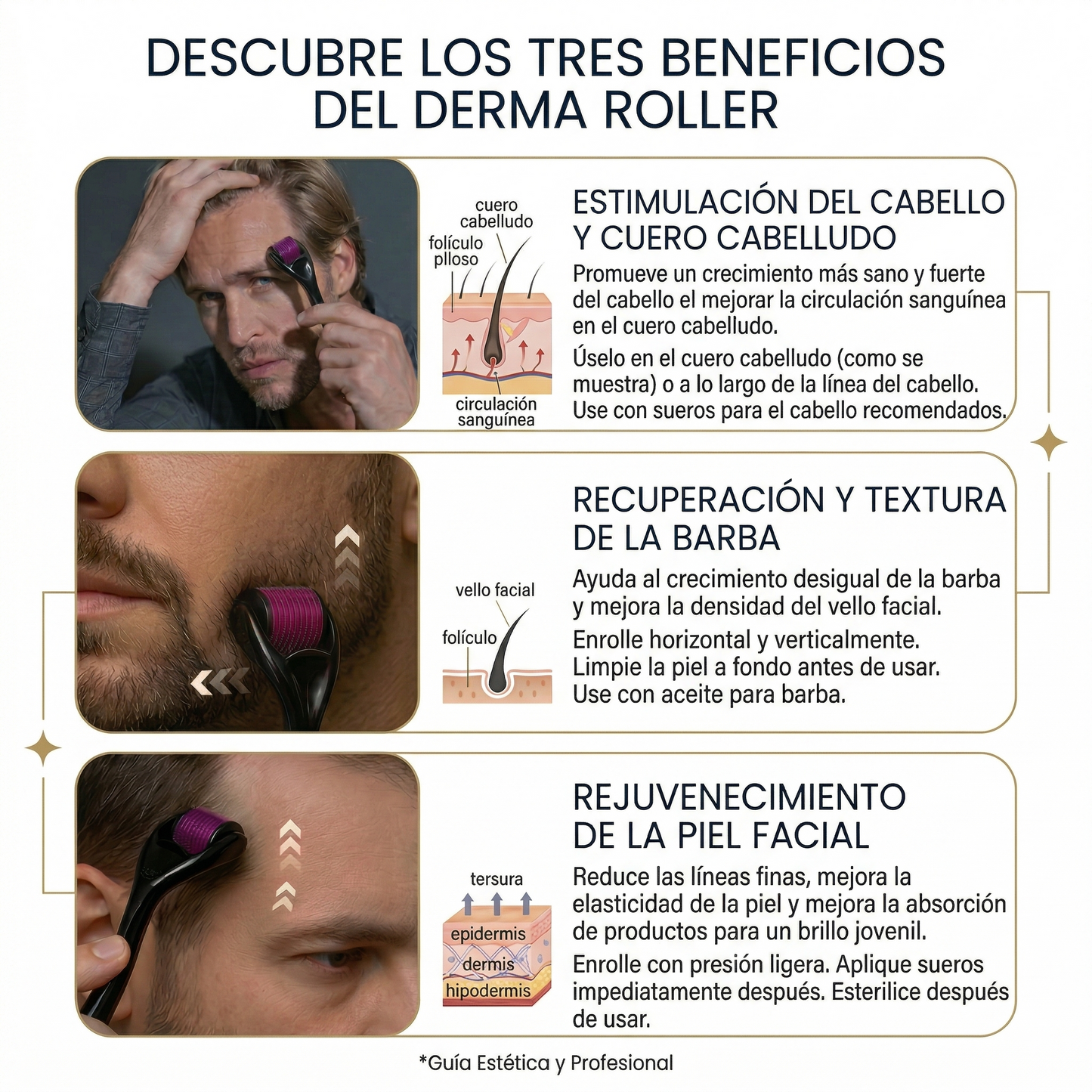Derma Roller 0.5mm — 540 Microagujas | Potencia el Minoxidil