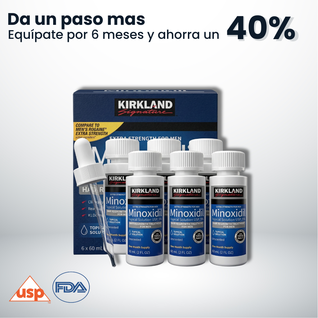 Minoxidil 5% Kirkland — Caja 6 Meses | Tratamiento Completo